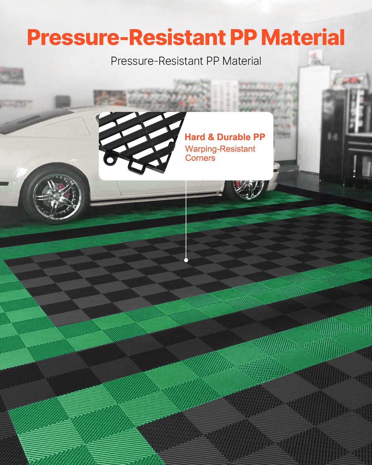 Interlocking Drainage Mat, 12' x 12' Modular Interlocking Cushion, 12 Pcs Splicing Drainage Mats, Non-Slip Black PP Drainage Floor Tile and Shower Mat, for Garage, Garden, Kitchen & Outdoor