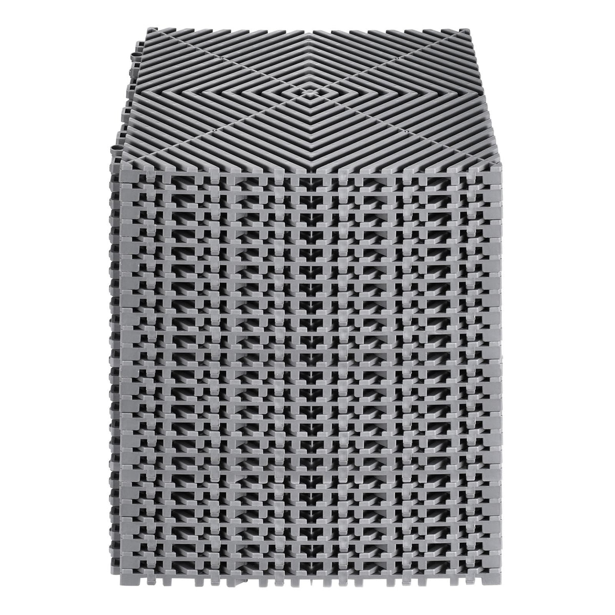 Interlocking Drainage Mat, 12' x 12' Modular Interlocking Cushion, 24 Pcs Splicing Drainage Mats, Non-Slip Gray PP Drainage Floor Tile and Shower Mat, for Garage, Garden, Kitchen & Outdoor
