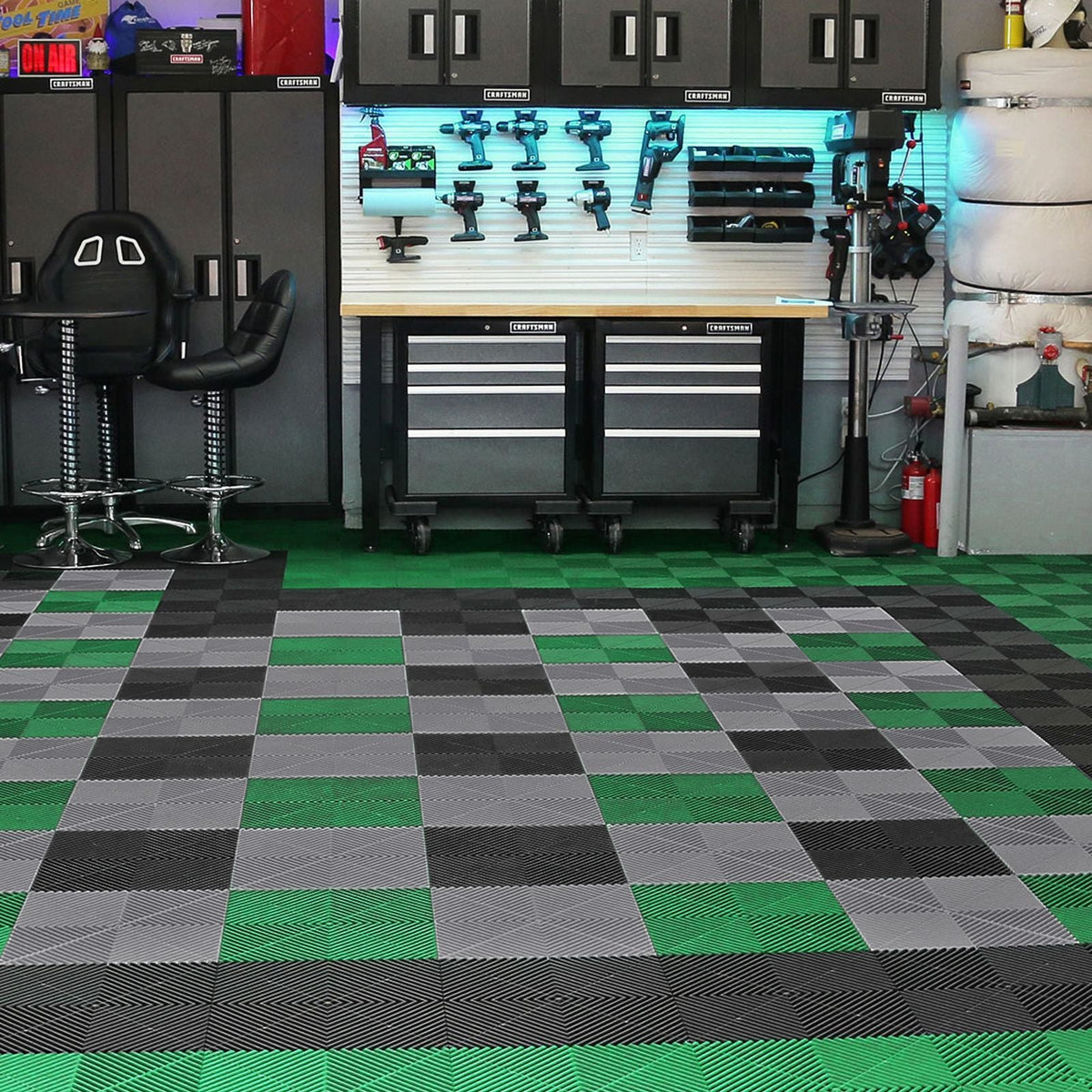 Interlocking Drainage Mat, 12' x 12' Modular Interlocking Cushion, 40 Pcs Splicing Drainage Mats, Non-Slip Black PP Drainage Floor Tile and Shower Mat, for Garage, Garden, Kitchen & Outdoor