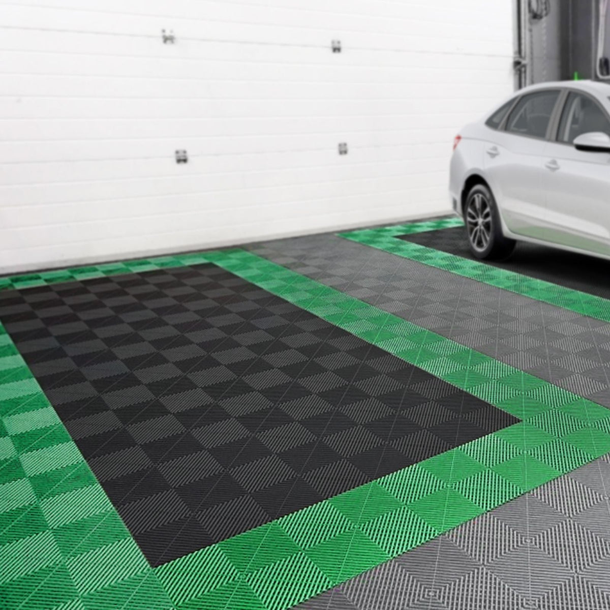 Interlocking Drainage Mat, 12' x 12' Modular Interlocking Cushion, 40 Pcs Splicing Drainage Mats, Non-Slip Black PP Drainage Floor Tile and Shower Mat, for Garage, Garden, Kitchen & Outdoor