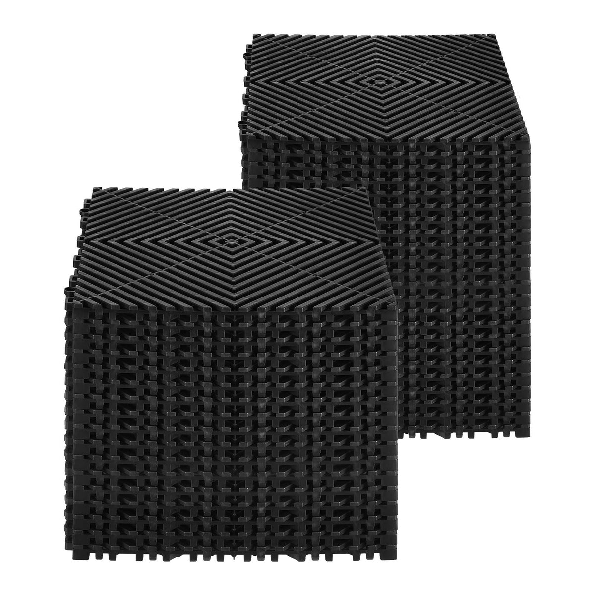 Interlocking Drainage Mat, 12' x 12' Modular Interlocking Cushion, 40 Pcs Splicing Drainage Mats, Non-Slip Black PP Drainage Floor Tile and Shower Mat, for Garage, Garden, Kitchen & Outdoor