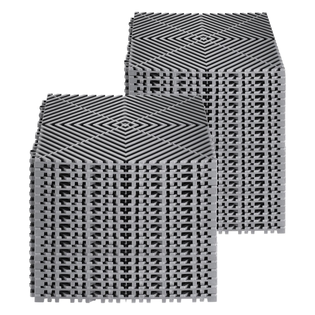 Interlocking Drainage Mat, 12' x 12' Modular Interlocking Cushion, 40 Pcs Splicing Drainage Mats, Non-Slip Gray PP Drainage Floor Tile and Shower Mat, for Garage, Garden, Kitchen & Outdoor