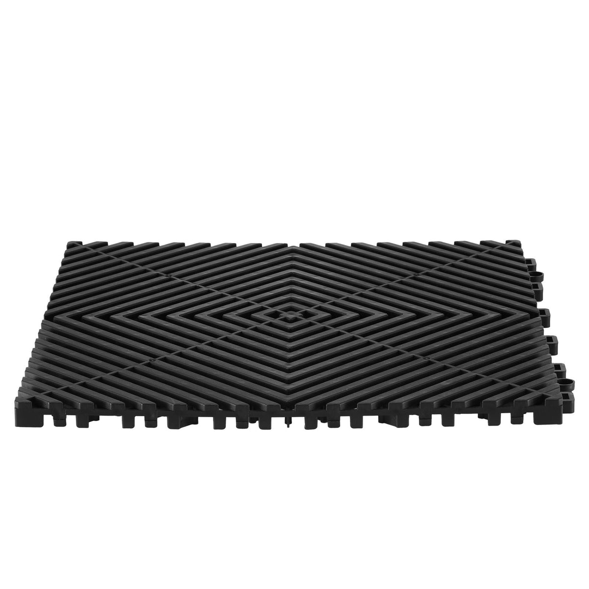 Interlocking Drainage Mat, 12' x 12' Modular Interlocking Cushion, 50 Pcs Splicing Drainage Mats, Non-Slip Black PP Drainage Floor Tile and Shower Mat, for Garage, Garden, Kitchen & Outdoor