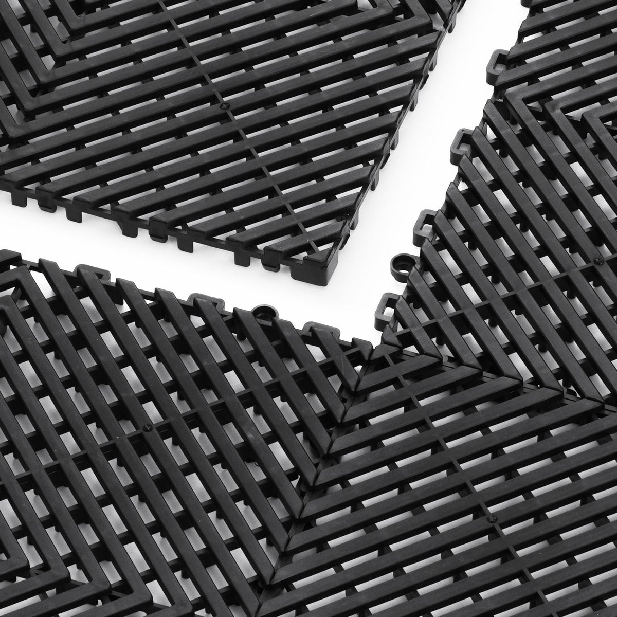 Interlocking Drainage Mat, 12' x 12' Modular Interlocking Cushion, 50 Pcs Splicing Drainage Mats, Non-Slip Black PP Drainage Floor Tile and Shower Mat, for Garage, Garden, Kitchen & Outdoor