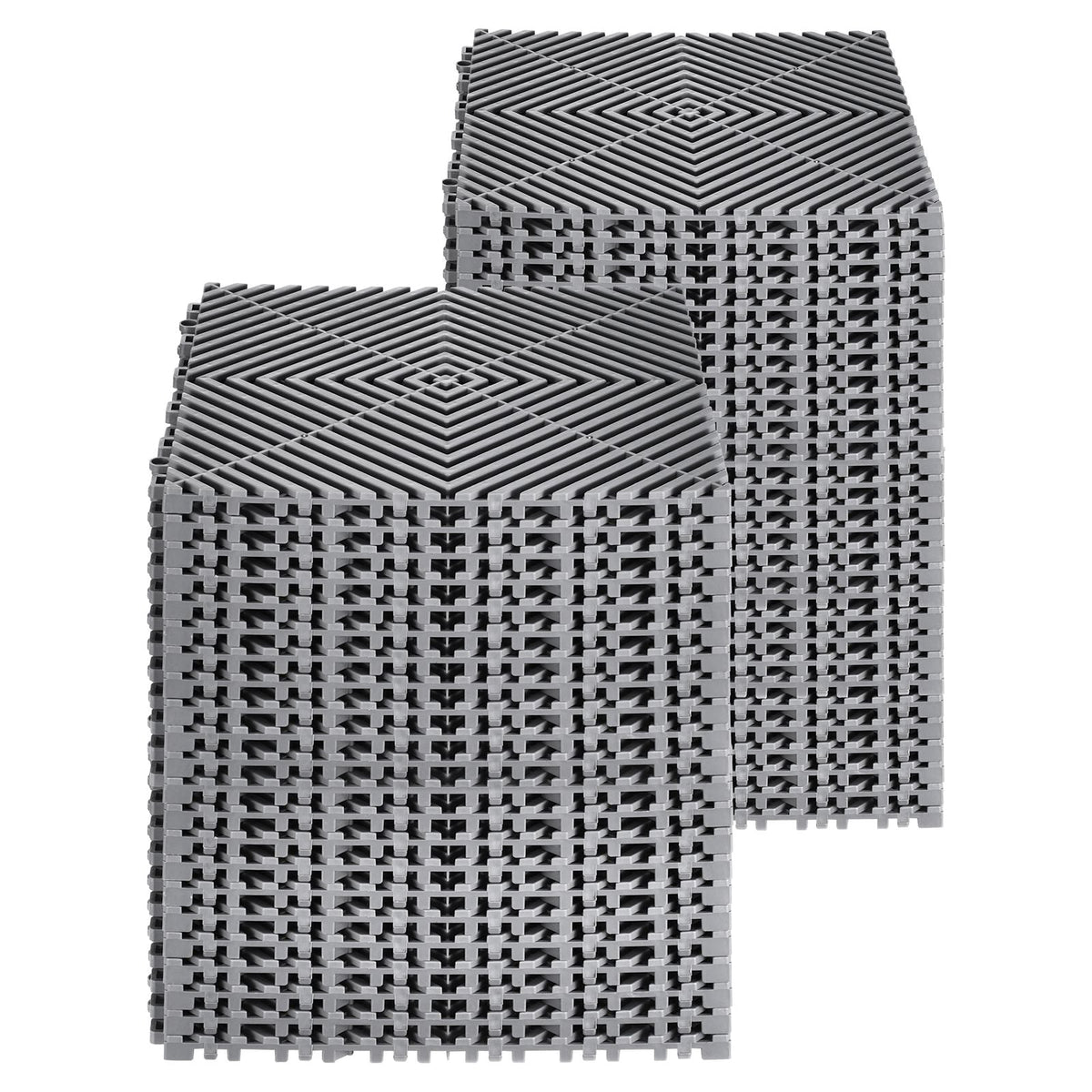 Interlocking Drainage Mat, 12' x 12' Modular Interlocking Cushion, 50 Pcs Splicing Drainage Mats, Non-Slip Gray PP Drainage Floor Tile and Shower Mat, for Garage, Garden, Kitchen & Outdoor