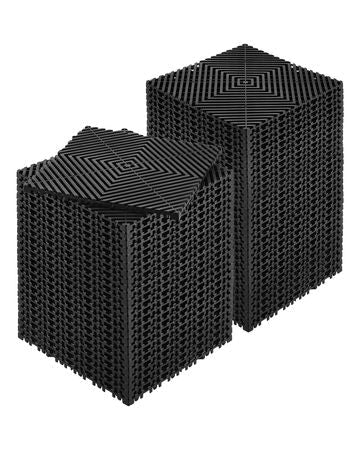 Interlocking Drainage Mat, 12' x 12' Modular Interlocking Cushion, 55 Pcs Splicing Drainage Mats, Non-Slip Black PP Drainage Floor Tile and Shower Mat, for Garage, Garden, Kitchen & Outdoor