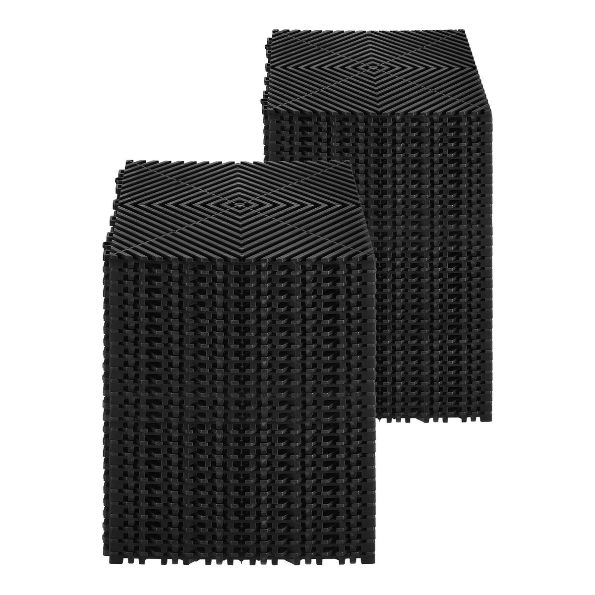 Interlocking Drainage Mat, 12' x 12' Modular Interlocking Cushion, 55 Pcs Splicing Drainage Mats, Non-Slip Black PP Drainage Floor Tile and Shower Mat, for Garage, Garden, Kitchen & Outdoor