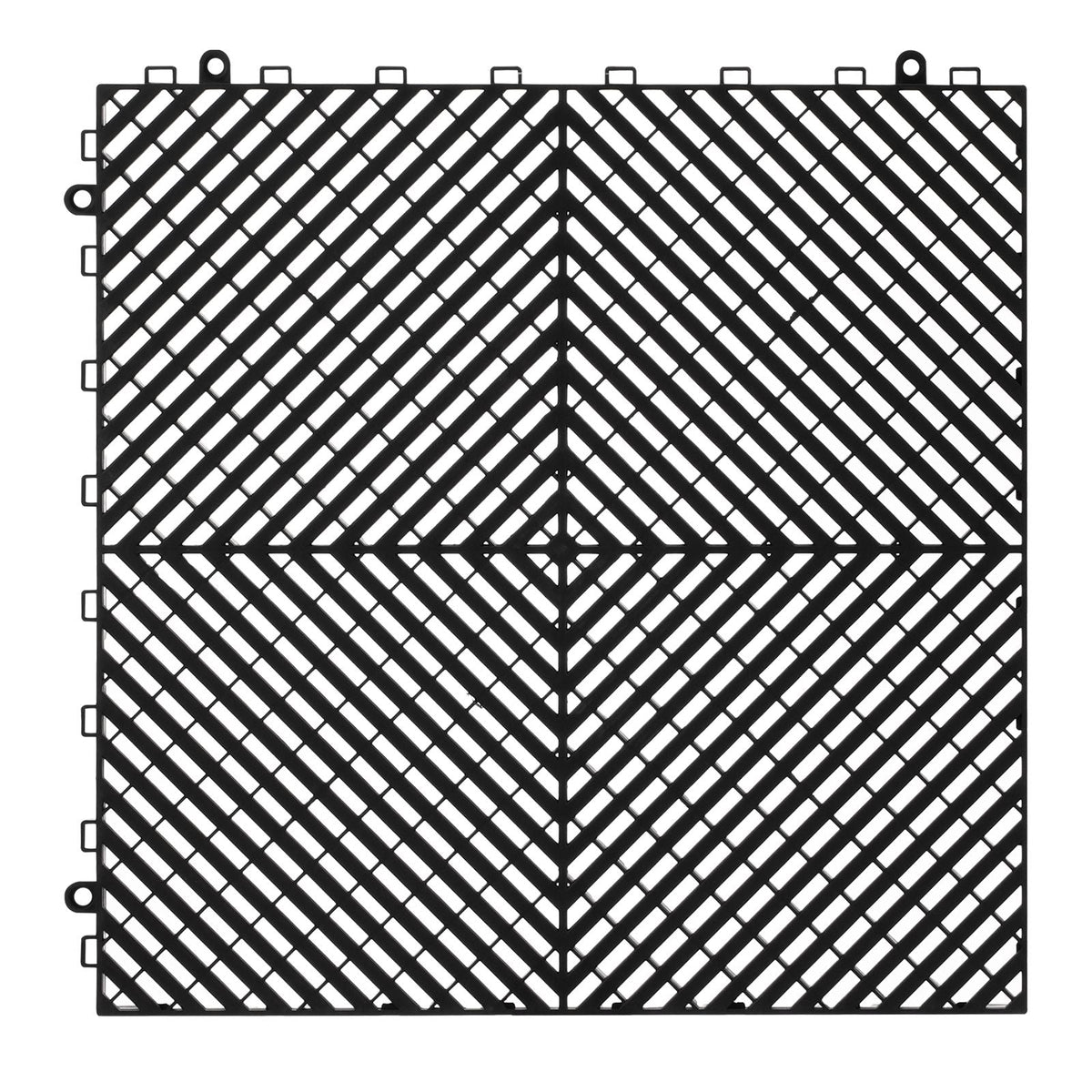 Interlocking Drainage Mat, 15.7' x 15.7' Modular Interlocking Cushion, 24 Pcs Splicing Drainage Mats, Non-Slip Black PP Drainage Floor Tile and Shower Mat, for Garage, Garden, Kitchen & Outdoor