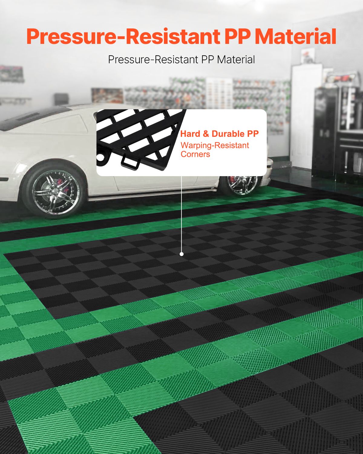 Interlocking Drainage Mat, 15.7' x 15.7' Modular Interlocking Cushion, 24 Pcs Splicing Drainage Mats, Non-Slip Black PP Drainage Floor Tile and Shower Mat, for Garage, Garden, Kitchen & Outdoor