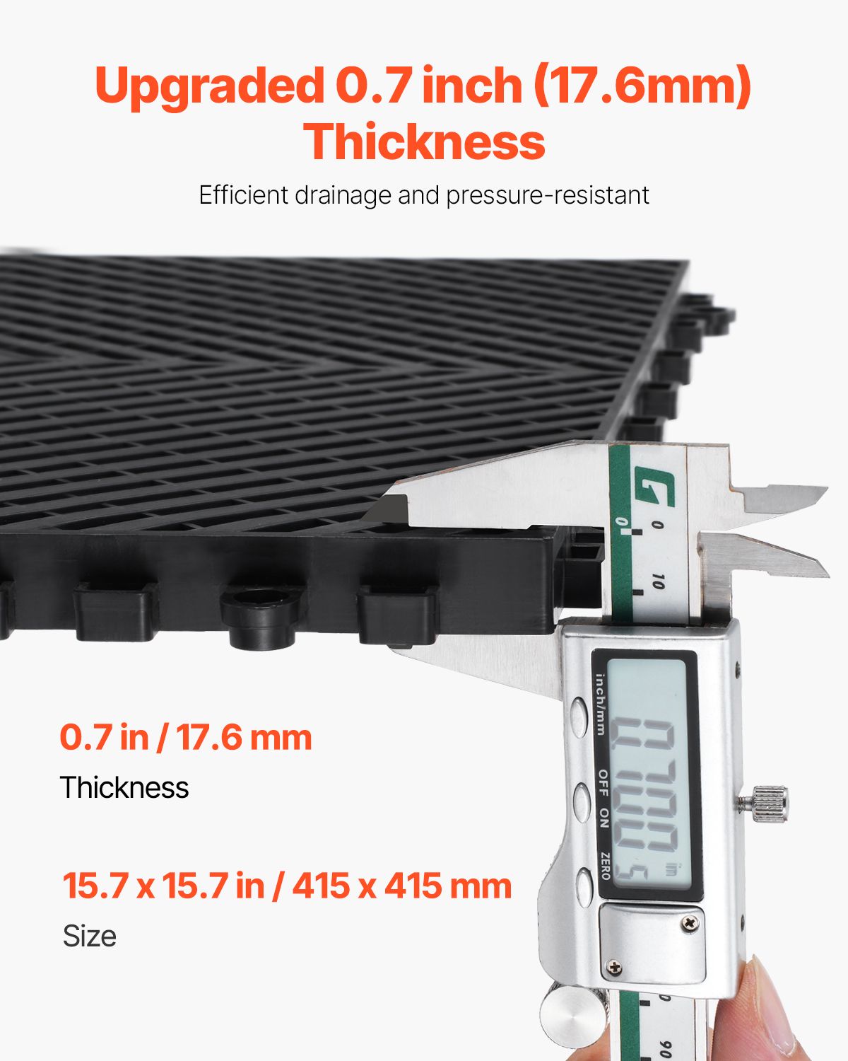Interlocking Drainage Mat, 15.7' x 15.7' Modular Interlocking Cushion, 24 Pcs Splicing Drainage Mats, Non-Slip Black PP Drainage Floor Tile and Shower Mat, for Garage, Garden, Kitchen & Outdoor
