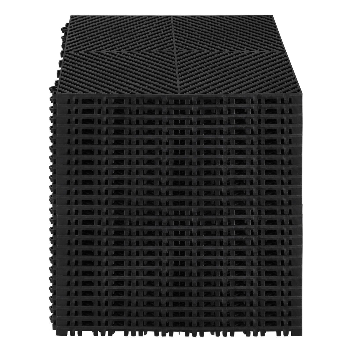 Interlocking Drainage Mat, 15.7' x 15.7' Modular Interlocking Cushion, 24 Pcs Splicing Drainage Mats, Non-Slip Black PP Drainage Floor Tile and Shower Mat, for Garage, Garden, Kitchen & Outdoor