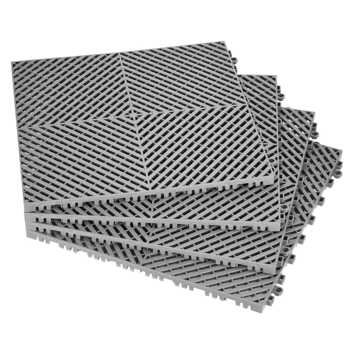 Interlocking Drainage Mat, 15.7' x 15.7' Modular Interlocking Cushion, 24 Pcs Splicing Drainage Mats, Non-Slip Gray PP Drainage Floor Tile and Shower Mat, for Garage, Garden, Kitchen & Outdoor