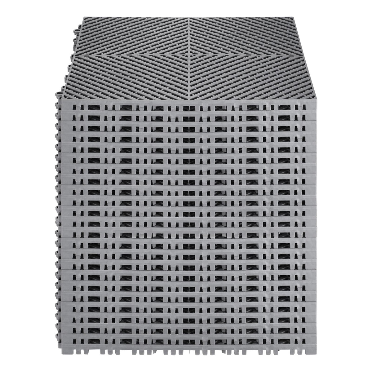 Interlocking Drainage Mat, 15.7' x 15.7' Modular Interlocking Cushion, 24 Pcs Splicing Drainage Mats, Non-Slip Gray PP Drainage Floor Tile and Shower Mat, for Garage, Garden, Kitchen & Outdoor