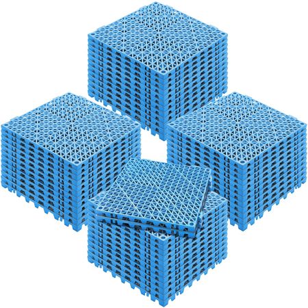 Interlocking Tile 50PCS Blue, Drainage Tiles 12" x 12" Splicing, Soft PVC Interlocking Drainage Floor Tiles, Non-Slip Drainage Holes for Restroom, Bathroom, Kitchen, Pool, Wet Areas