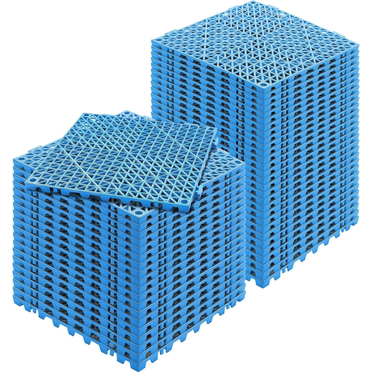 Interlocking Tile 50PCS Blue, Drainage Tiles 12" x 12" Splicing, Soft PVC Interlocking Drainage Floor Tiles, Non-Slip Drainage Holes for Restroom, Bathroom, Kitchen, Pool, Wet Areas
