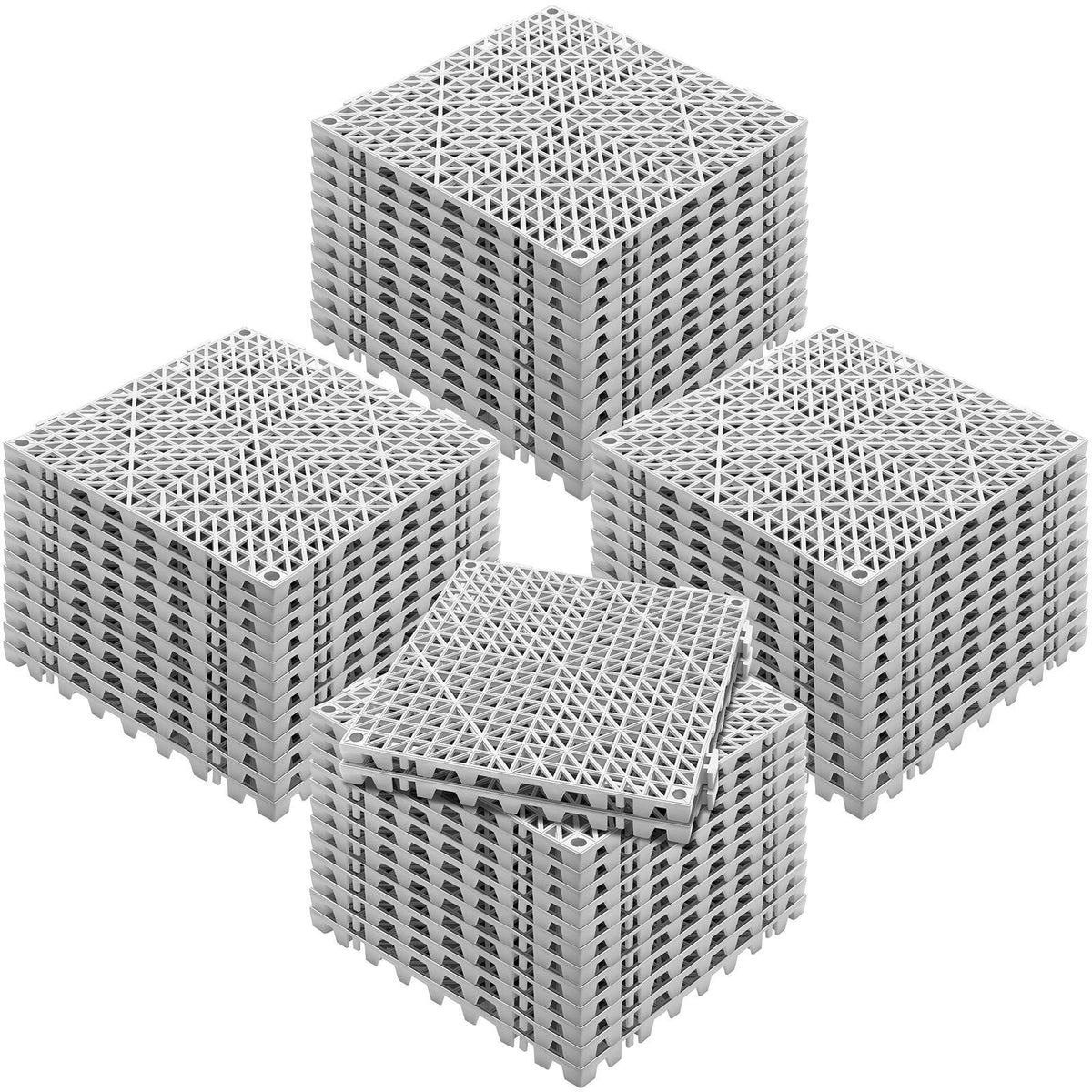 Interlocking Tile 50PCS Gray, Drainage Tiles 12" x 12" Splicing, Soft PVC Interlocking Drainage Floor Tiles, Non-Slip Drainage Holes for Restroom, Bathroom, Kitchen, Pool, Wet Areas