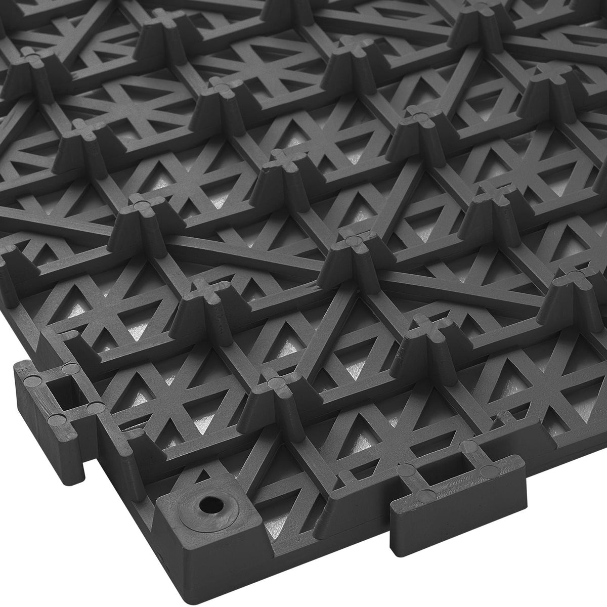 Interlocking Tile 55PCS Black, Drainage Tiles 12" x 12" Splicing, Soft PVC Interlocking Drainage Floor Tiles, Non-Slip Drainage Holes for Restroom, Bathroom, Kitchen, Pool, Wet Areas
