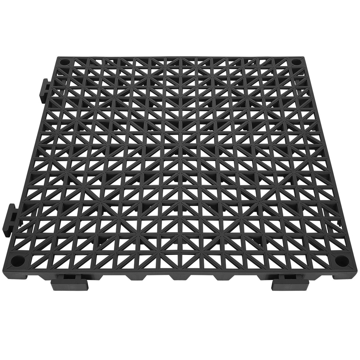 Interlocking Tile 55PCS Black, Drainage Tiles 12" x 12" Splicing, Soft PVC Interlocking Drainage Floor Tiles, Non-Slip Drainage Holes for Restroom, Bathroom, Kitchen, Pool, Wet Areas