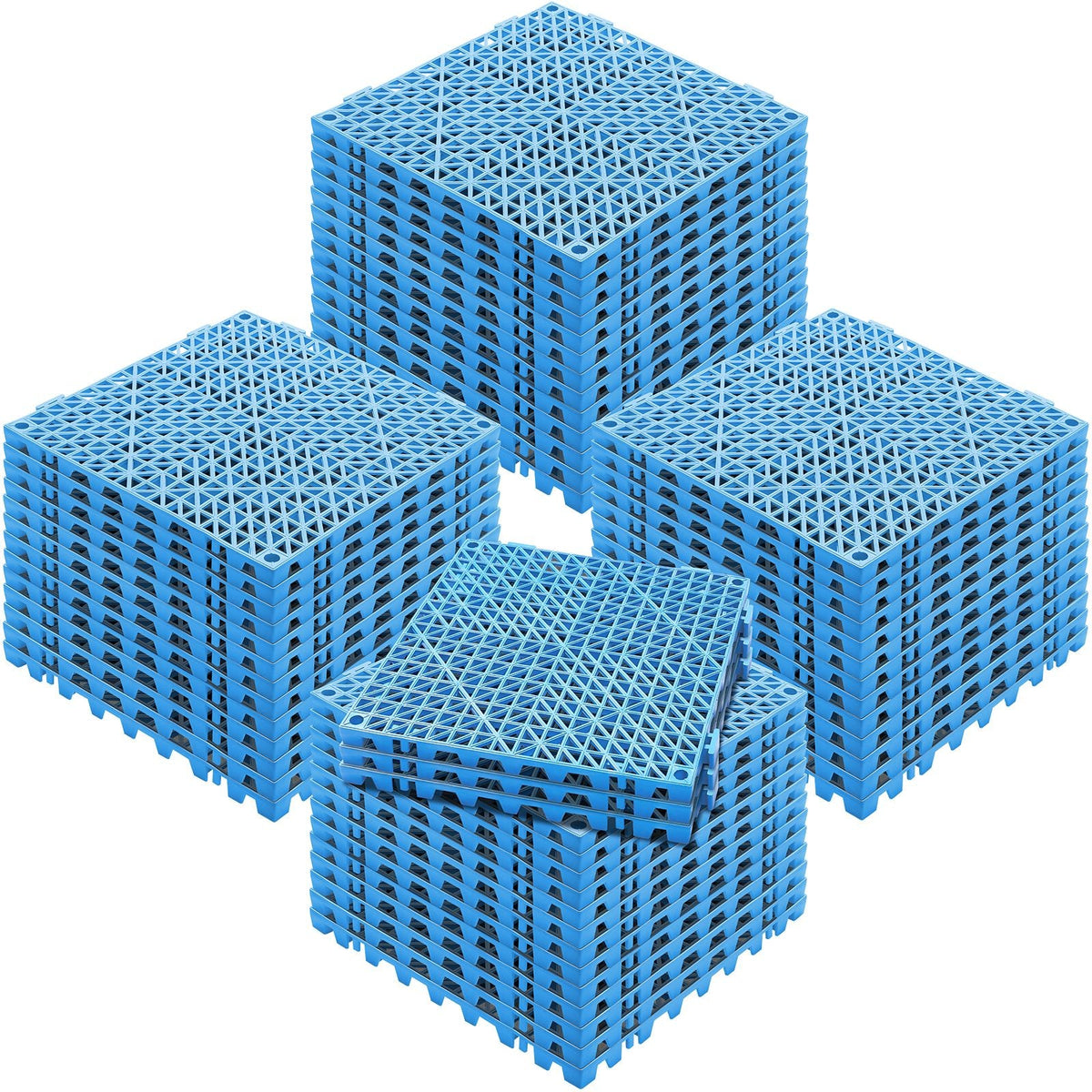 Interlocking Tile 55PCS Blue, Drainage Tiles 12" x 12" Splicing, Soft PVC Interlocking Drainage Floor Tiles, Non-Slip Drainage Holes for Restroom, Bathroom, Kitchen, Pool, Wet Areas, Blue