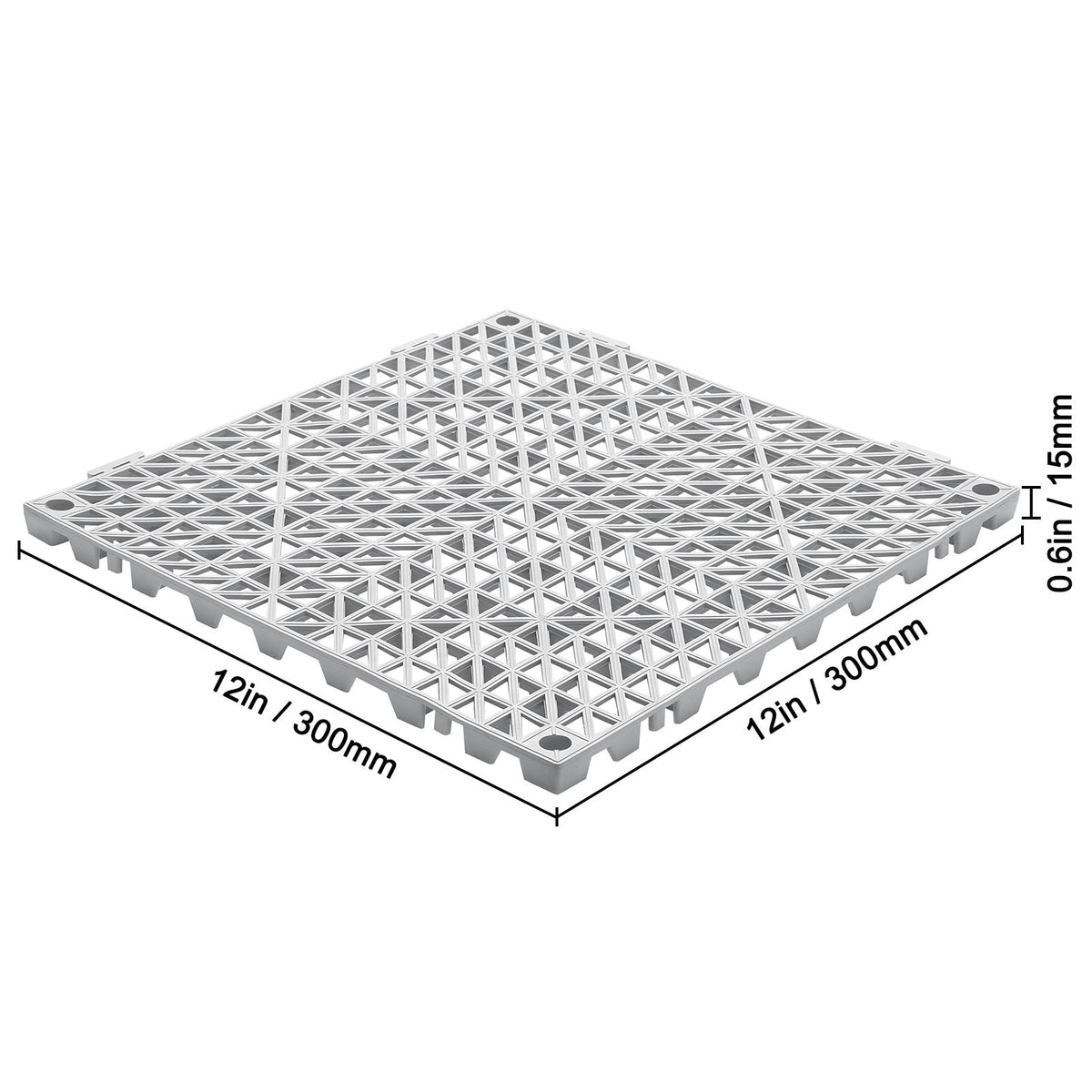 Interlocking Tile 55PCS Grey, Drainage Tiles 12" x 12"x 0.6 Splicing, Soft PVC Interlocking Floor Tiles, Non-Slip Drainage Holes for Restroom, Bathroom, Kitchen, Pool, Wet Area