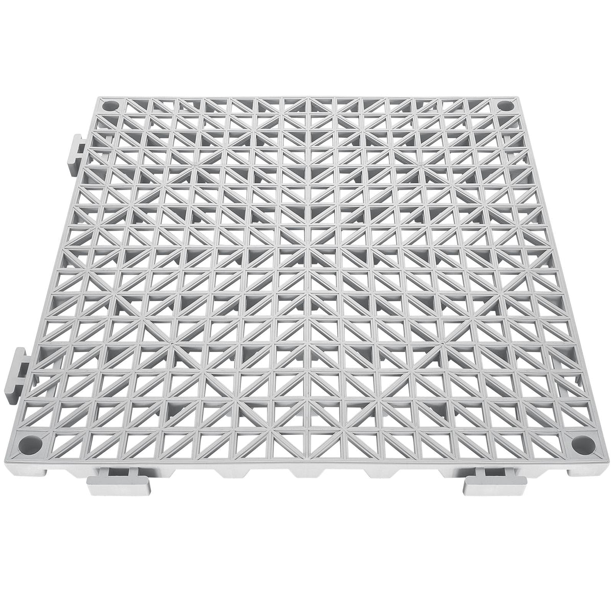 Interlocking Tile 55PCS Grey, Drainage Tiles 12" x 12"x 0.6 Splicing, Soft PVC Interlocking Floor Tiles, Non-Slip Drainage Holes for Restroom, Bathroom, Kitchen, Pool, Wet Area