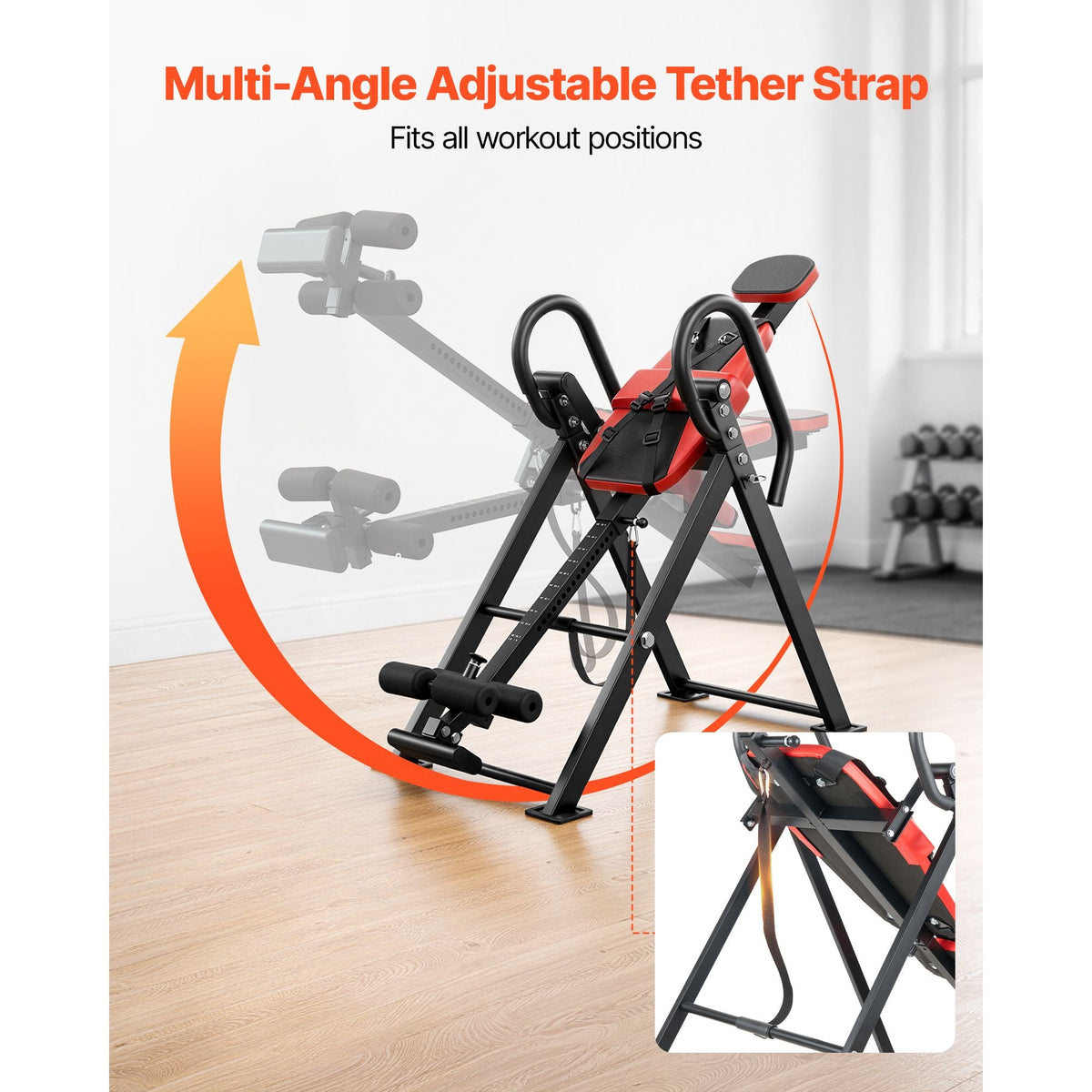 Inversion Table, 300 lbs Capacity Heavy Duty Inverted Table, Back Inverter Stretcher with Dual-Roller Locking, Decompression Tables for Shoulders, Neck, Back, Multi-Angle Adjustable Tether Strap