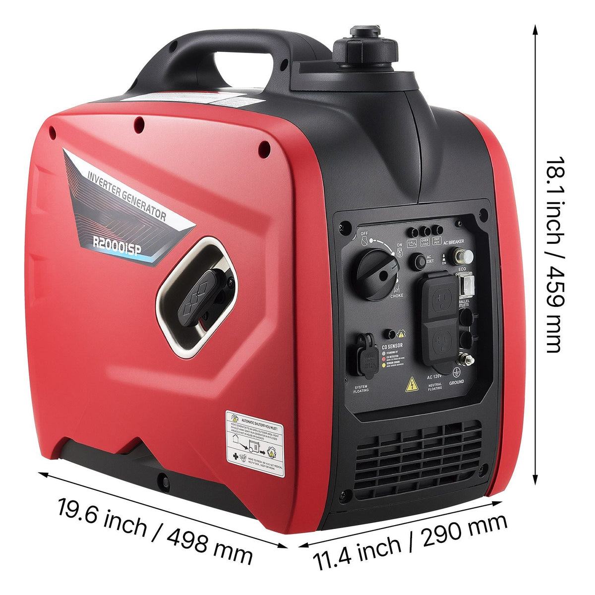 Inverter Generator, 2900W Peak Watt Quiet Inverter Generator, Portable Inverters Generators for Home Use, Gas Powered, Compact and Lightweight Design - Stable Power, CO Sensor, Orange/Black