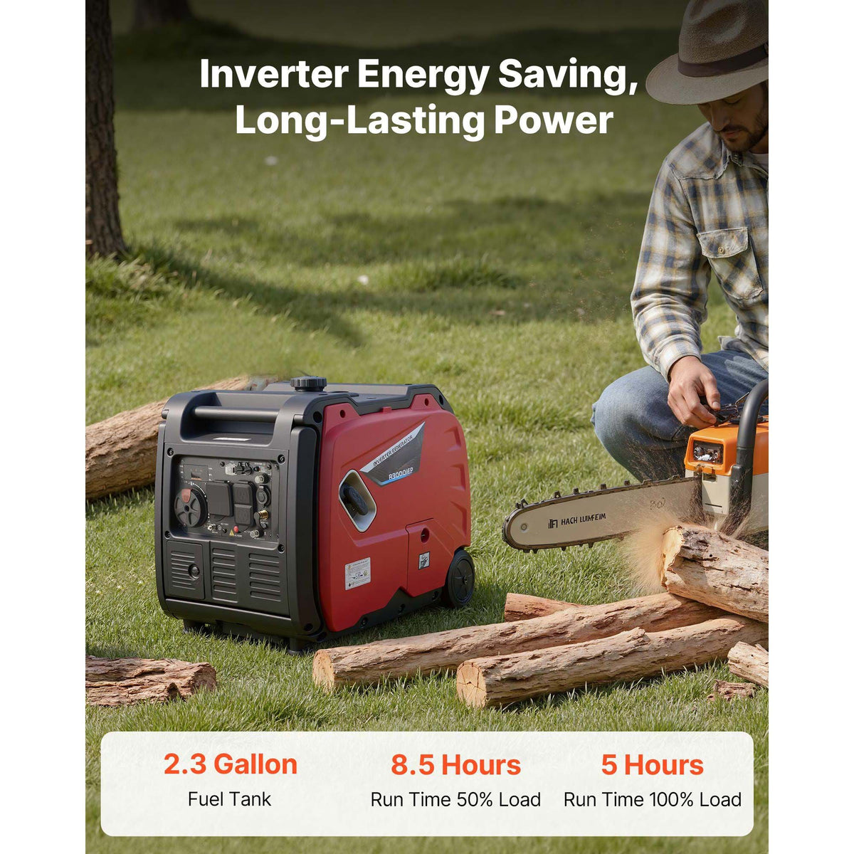 Inverter Generator, 4200W Peak Watt Quiet Inverter Generator, Dual Fuel Inverters Generators for Home Outdoor, Gas & LPG Powered, Stable Power, CO Sensor, RV Ready 8.3A Outlet, Long Run Time