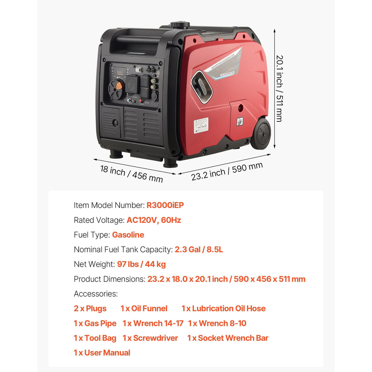 Inverter Generator, 4200W Peak Watt Quiet Inverter Generator, Electric Start Inverters Generators for Home Outdoor, Gas Powered, Stable Power, CO Sensor, RV Ready 8.3A Outlet, Long Run Time