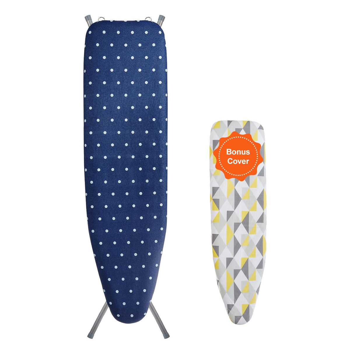 Ironing Board with Bottom Storage Tray, Thickened 4 Layers Iron Board with Heat Resistant Cover and 100% Cotton Cover, 10 Adjustable Heights Ironing Board for Home Laundry Room Use (Size 55x15)