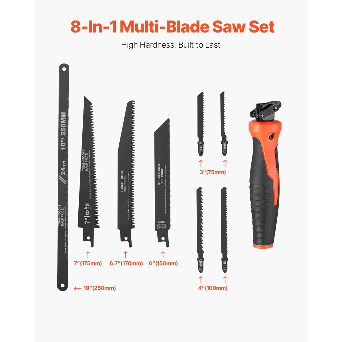 Jab Saw, 6 in Keyhole Saw with Soft Grip Handle, 8-In-1 Multi-Blades Drywall Jab Saw, Sharp Jab Saw with Triple Ground Teeth, for Cutting Drywall Wood Metel Plastic Plywood Wallboard Thin Sheet