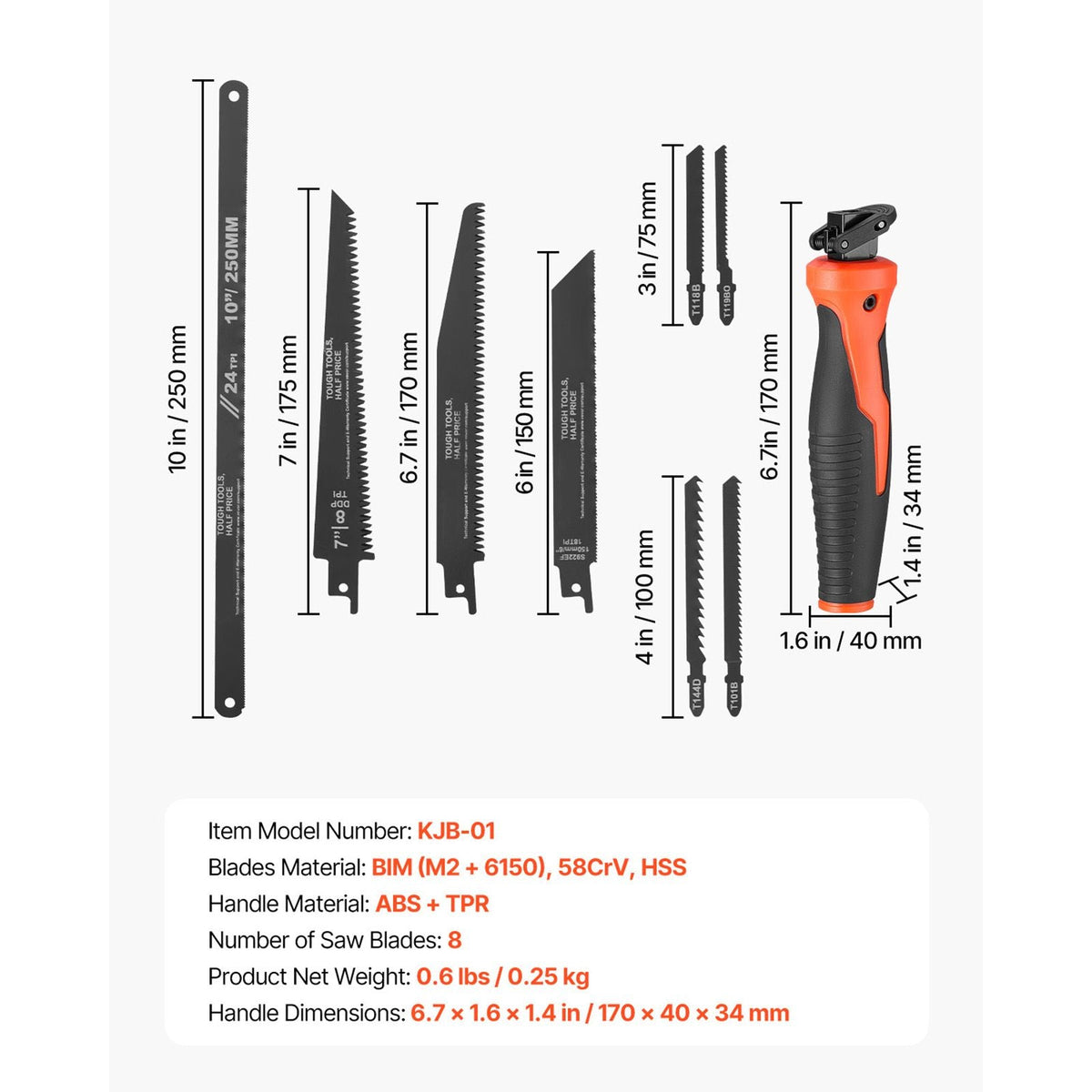 Jab Saw, 6 in Keyhole Saw with Soft Grip Handle, 8-In-1 Multi-Blades Drywall Jab Saw, Sharp Jab Saw with Triple Ground Teeth, for Cutting Drywall Wood Metel Plastic Plywood Wallboard Thin Sheet