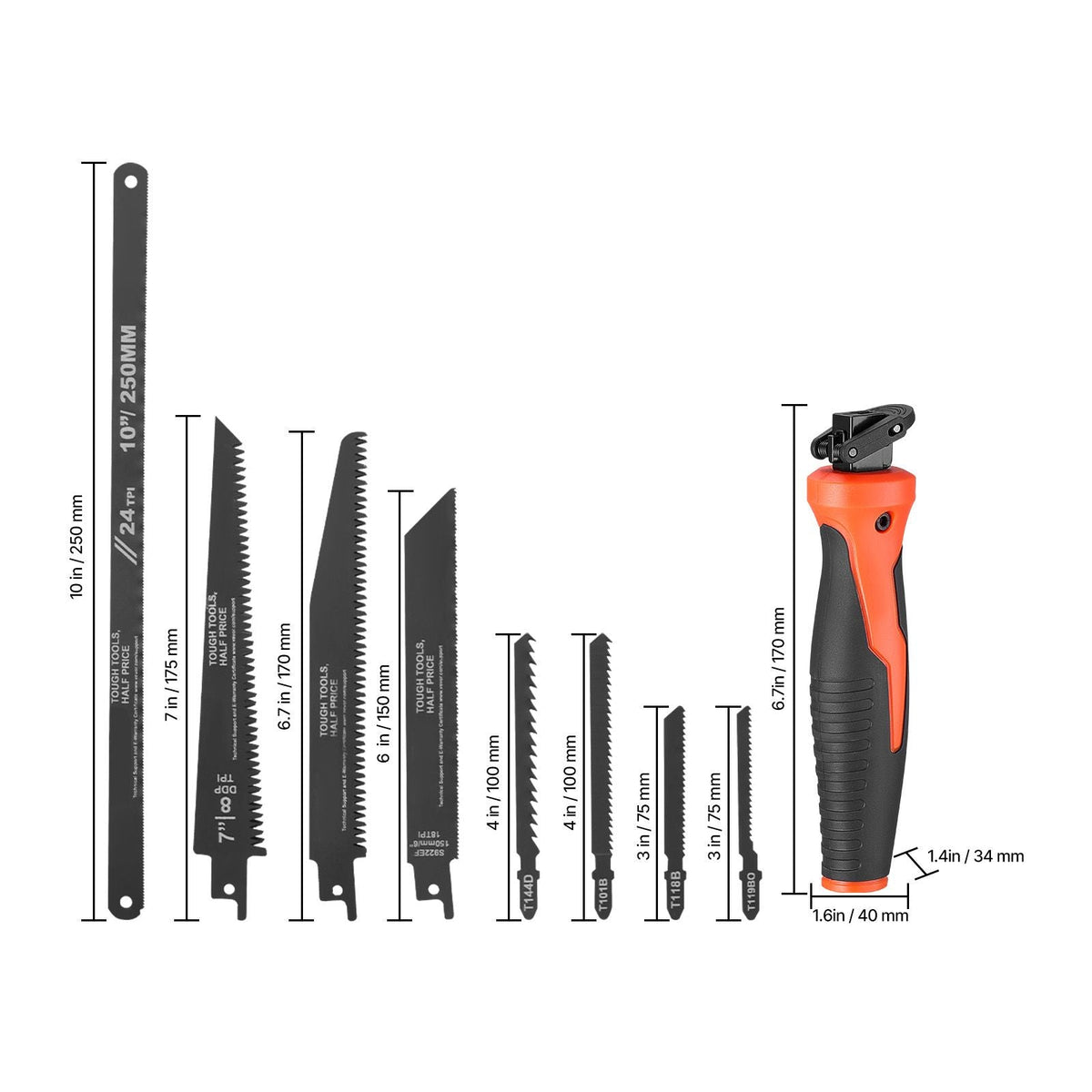 Jab Saw, 6 in Keyhole Saw with Soft Grip Handle, 8-In-1 Multi-Blades Drywall Jab Saw, Sharp Jab Saw with Triple Ground Teeth, for Cutting Drywall Wood Metel Plastic Plywood Wallboard Thin Sheet