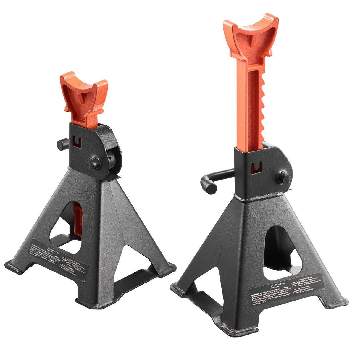 Jack Stands, 3 Ton (6,600 lbs) Capacity, 10.8-16.3 in Adjustable Height, Heavy Duty Steel Jack Auto Stands with Locking, for Lifting SUV, Pickup, Car and UTV/ATV, 1 Pair, Black and Orange