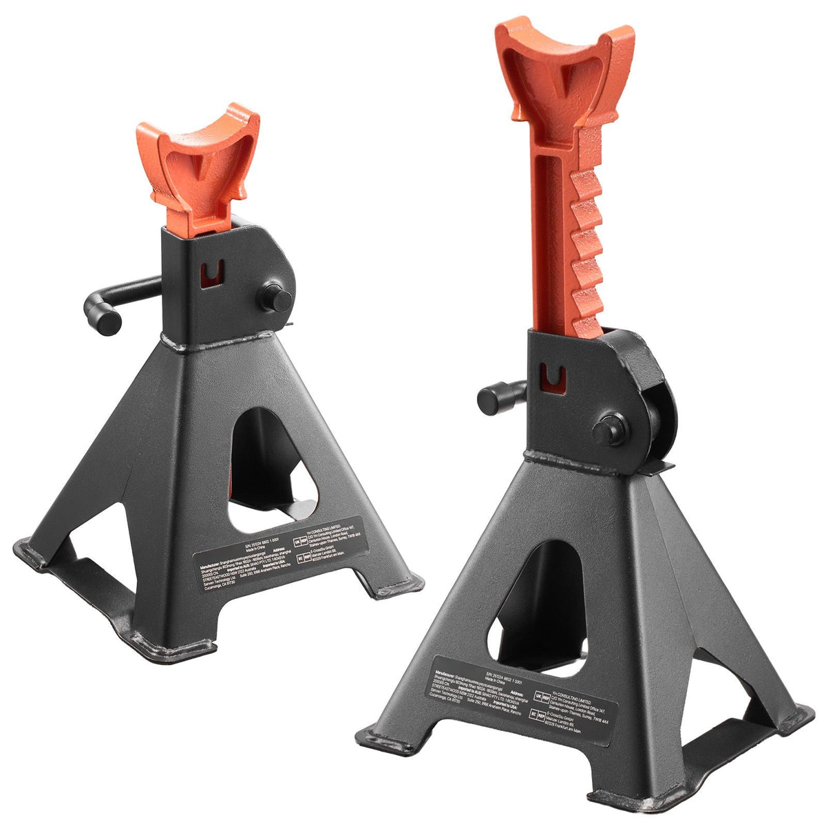 Jack Stands, 3 Ton (6,600 lbs) Capacity, 10.8-16.3 in Adjustable Height, Heavy Duty Steel Jack Auto Stands with Locking, for Lifting SUV, Pickup, Car and UTV/ATV, 1 Pair, Black and Orange
