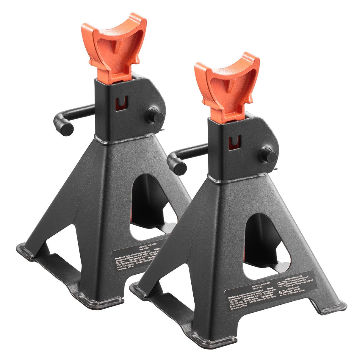 Jack Stands, 3 Ton (6,600 lbs) Capacity, 10.8-16.3 in Adjustable Height, Heavy Duty Steel Jack Auto Stands with Locking, for Lifting SUV, Pickup, Car and UTV/ATV, 1 Pair, Black and Orange