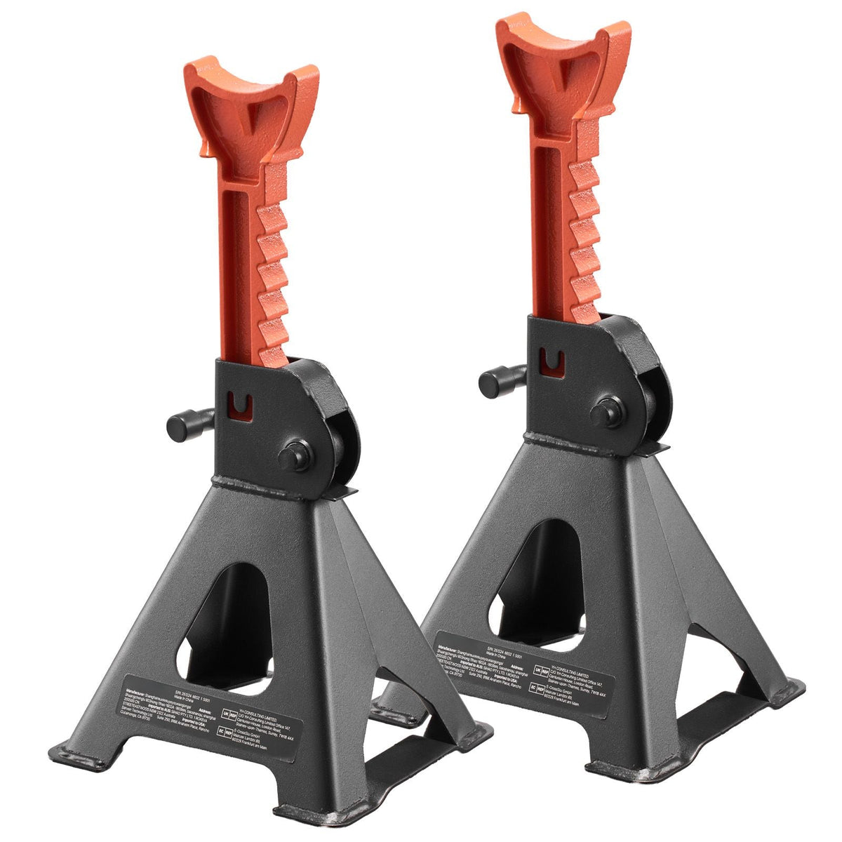 Jack Stands, 3 Ton (6,600 lbs) Capacity, 10.8-16.3 in Adjustable Height, Heavy Duty Steel Jack Auto Stands with Locking, for Lifting SUV, Pickup, Car and UTV/ATV, 1 Pair, Black and Orange