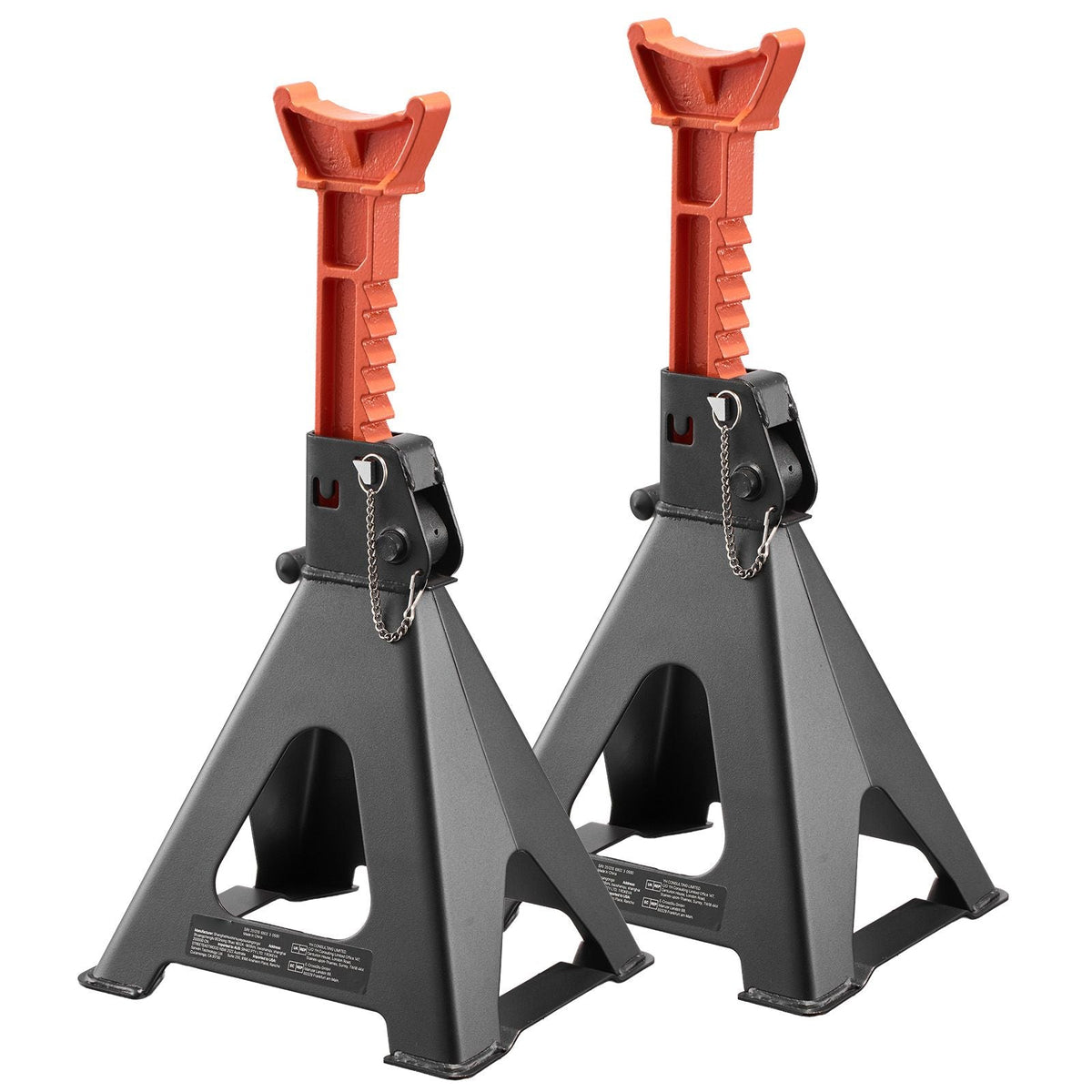 Jack Stands, 6 Ton (13,000 lbs) Capacity, 14.6-22.8 in Adjustable Height, Heavy Duty Steel Jack Auto Stands with Double Locking, for Lifting RV, Small Truck, Car, SUV, 1 Pair, Black and Orange