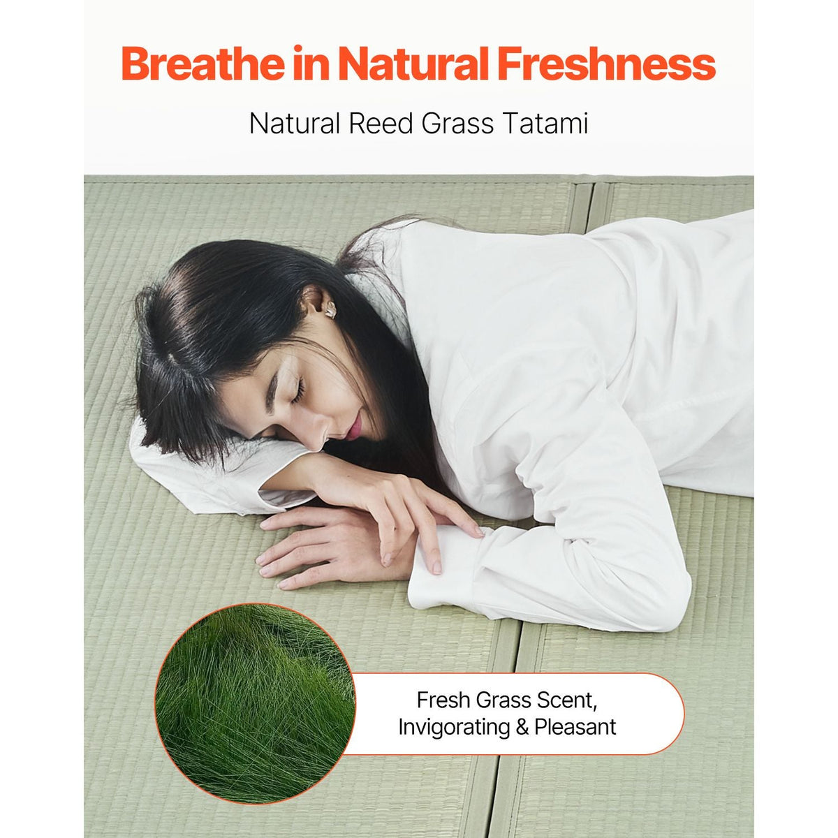 Japanese Tatami Mat, Queen Size Foldable Japanese Tatami Mattress( Natural Rush Grass), Japanese Floor Mattress with Non-Slip Backing & Fresh Scent, Futon Mattress for Sleeping Meditation Yoga
