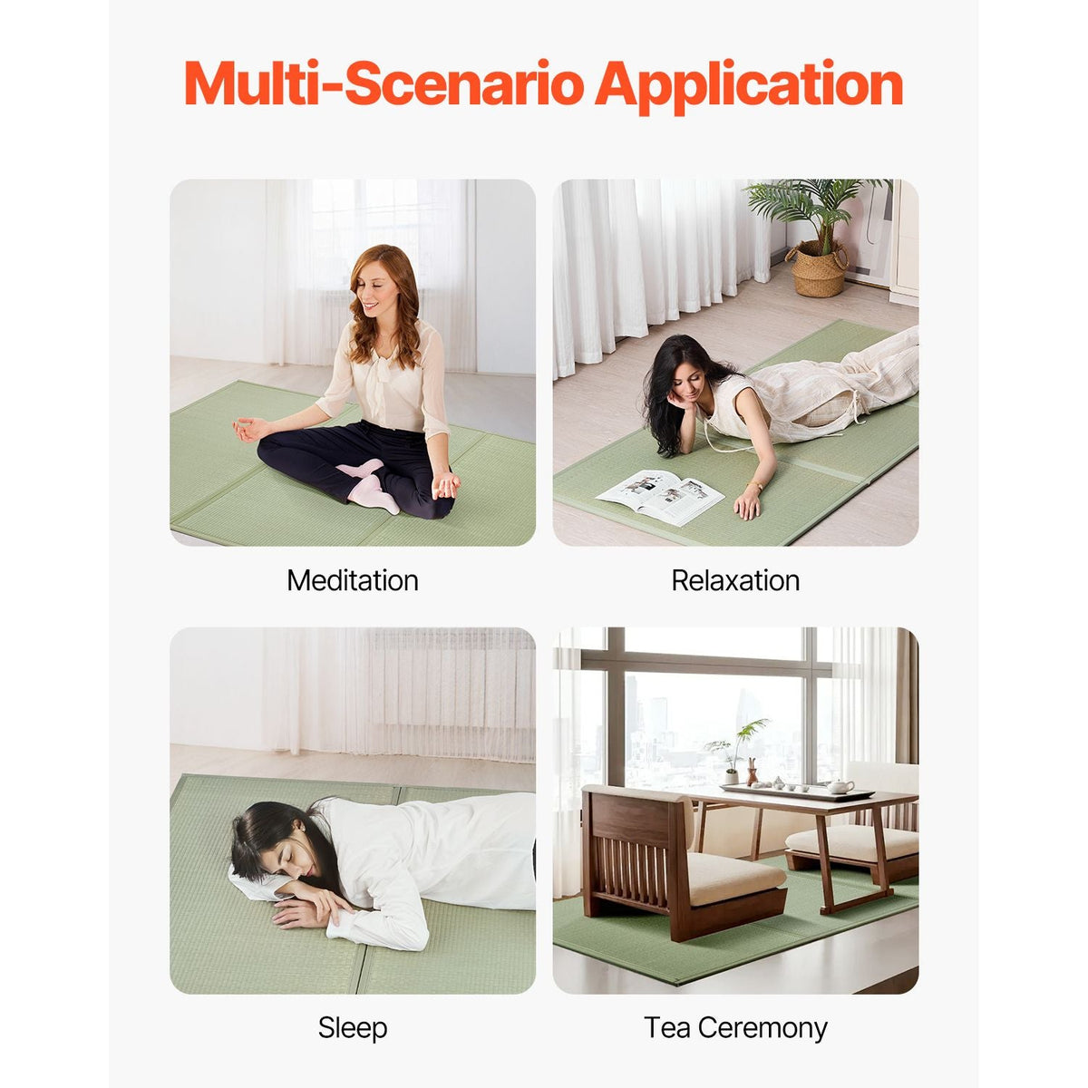 Japanese Tatami Mat, Twin Size Foldable Japanese Tatami Mattress( Natural Rush Grass), Japanese Floor Mattress with Non-Slip Backing & Fresh Scent, Futon Mattress for Sleeping Meditation Yoga
