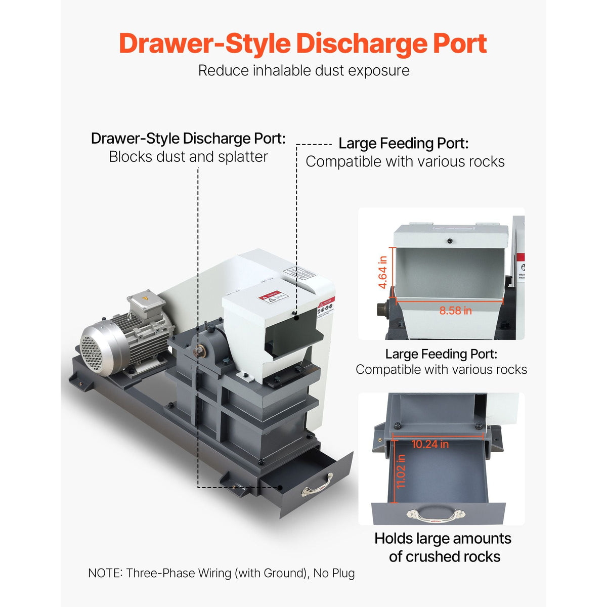 Jaw Crusher Machine, 2.2KW High Power Rock Stone Crush Machine, 6.10 x 5.12 inch Feeding Port, 1740 RPM Speed Stone Shatter Grinder, Electric Stone Shatter 220V, for Rock Coal Glass Bottle