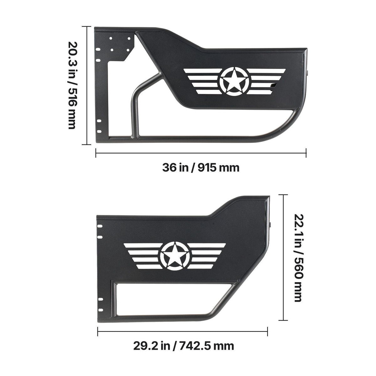 Jeep Tube Doors, 4-Door, Compatible with 2018-2026 Jeep Wrangler JL JLU & Gladiator JT 4XE, Steel Off Road Front & Rear Tubular Half Doors with DOT Certified Side View Mirrors