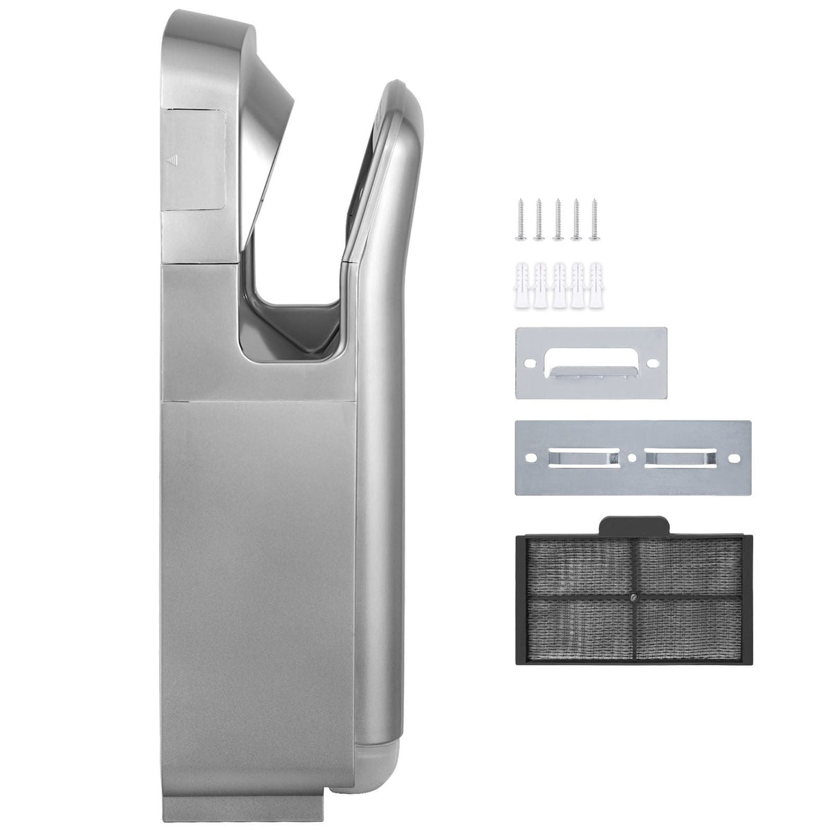 Jet Hand Dryer, Premium Electric Commercial Blade Hand Dryer, ABS Air Dryer Hand with HEPA Filtration Wall Mount Hand Dryer, 1600W 110V Vertical Hand Dryer, High-Speed Automatic Infrared Silver