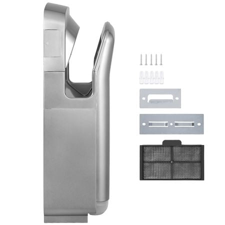 Jet Hand Dryer, Premium Electric Commercial Blade Hand Dryer, ABS Air Dryer Hand with HEPA Filtration Wall Mount Hand Dryer, 1600W 110V Vertical Hand Dryer, High-Speed Automatic Infrared Silver