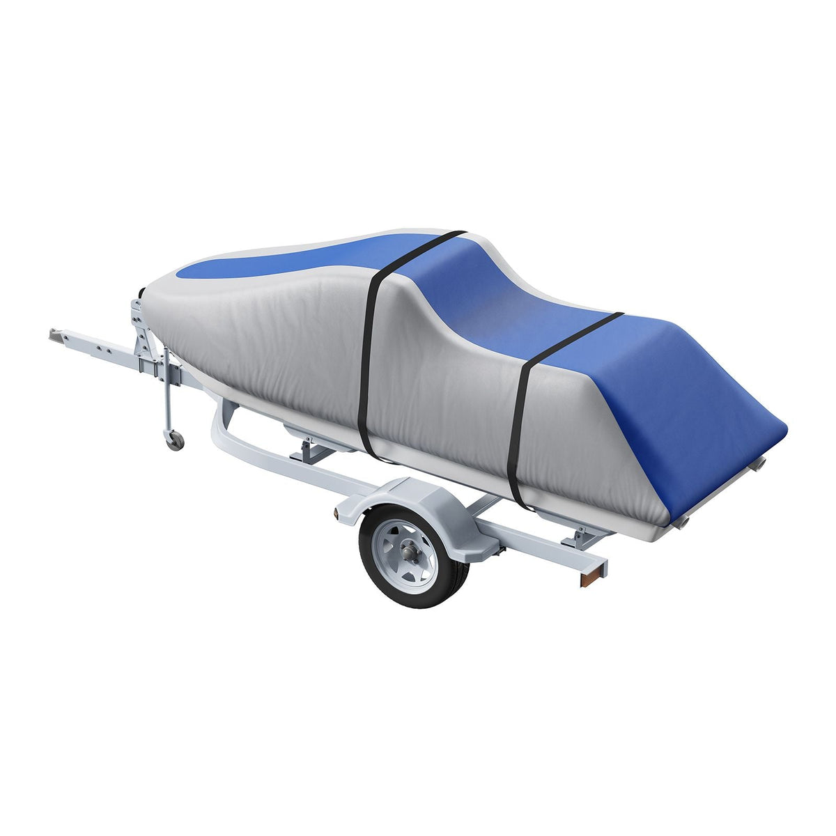 Jet Ski Cover, 126"-135" Trailerable Waterproof PWC Cover, Heavy-duty 600D Marine Grade PU Oxford Fabric, UV Resistant Seadoo Cover with Buckle Straps, Personal Watercraft Covers, Grey+Blue