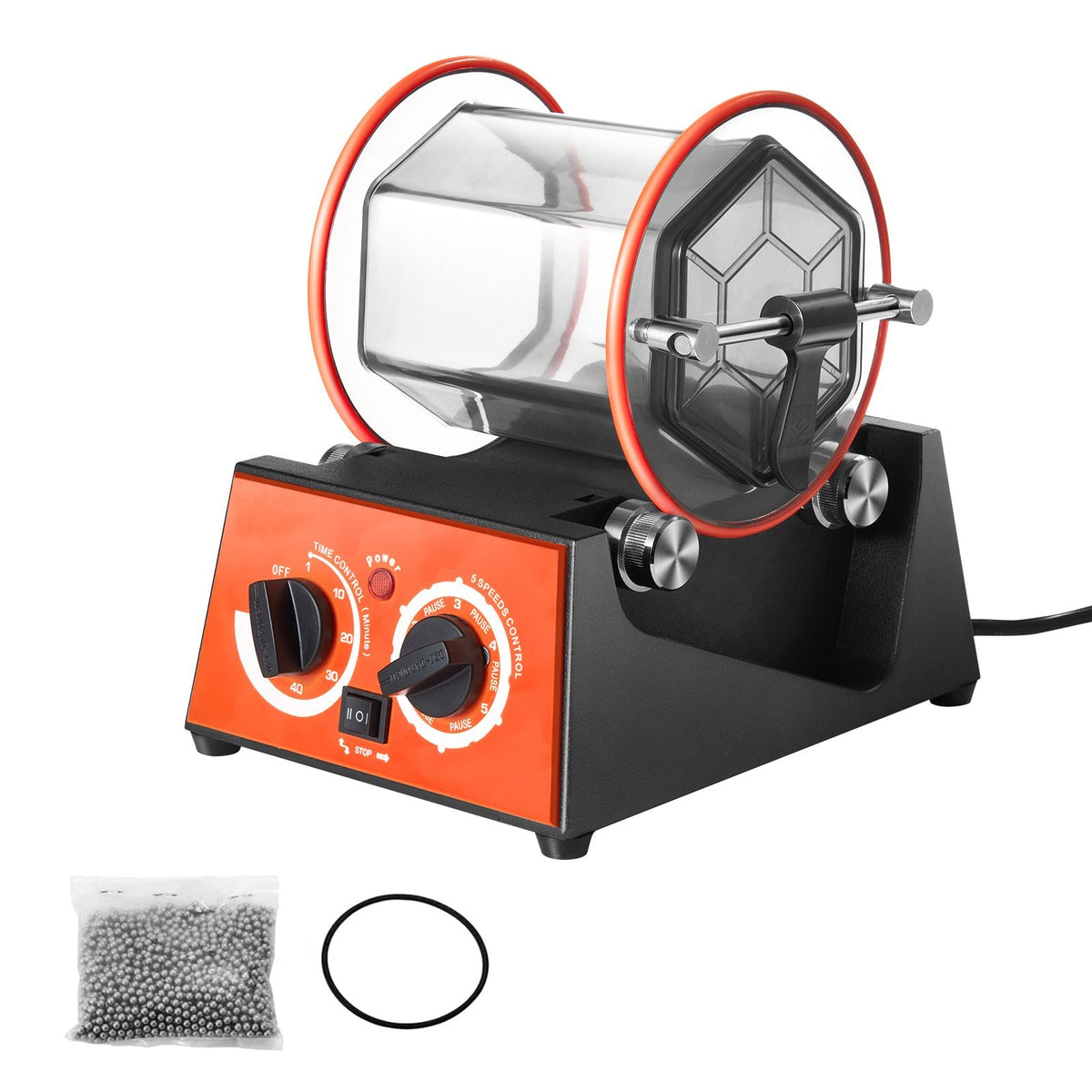 Jewelry Polisher Tumbler, 6.6lbs/3kg Capacity Mini Rotary Tumbler Machine with 0-60 Minutes Timer, 5 Speeds Jewelry Rotary Finisher for Surface Polishing Grinding Buffing Gemstones Jewels Coins