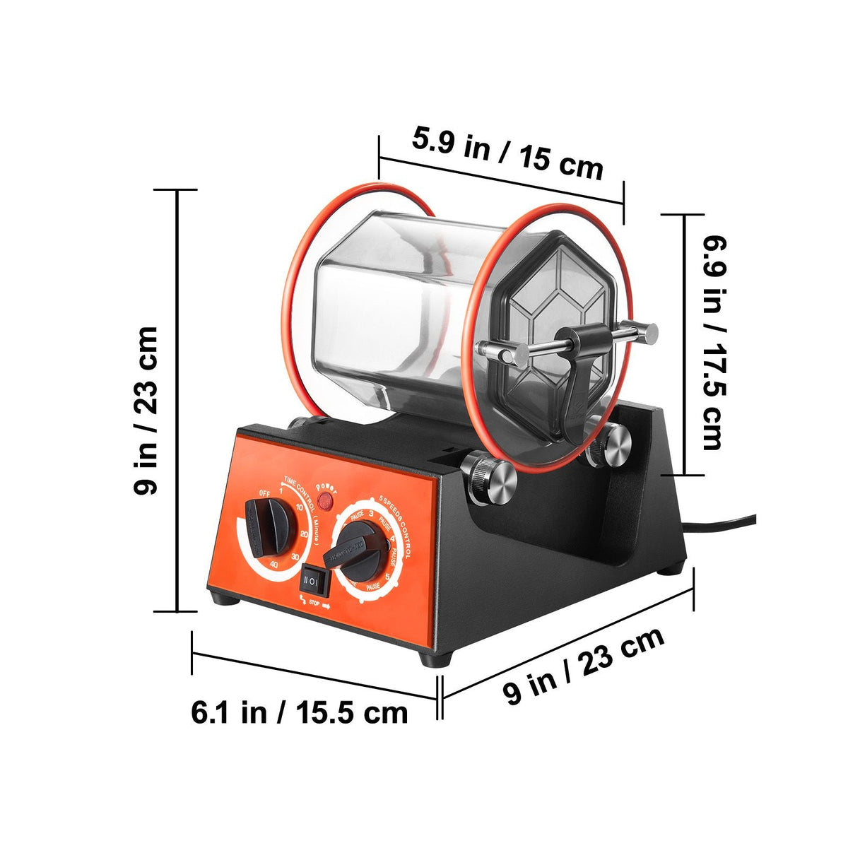 Jewelry Polisher Tumbler, 6.6lbs/3kg Capacity Mini Rotary Tumbler Machine with 0-60 Minutes Timer, 5 Speeds Jewelry Rotary Finisher for Surface Polishing Grinding Buffing Gemstones Jewels Coins
