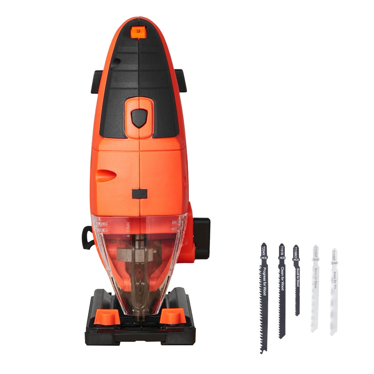 Jig Saw, 6.5 Amp, 3000 SPM Blade Speed, Electric Jigsaw with 6 pcs Blades, LED Light, 6 Variable Speed, 0- 45° Bevel Cuts, 4 Orbital Settings for Straight/Circle Cutting, for Wood and Metal