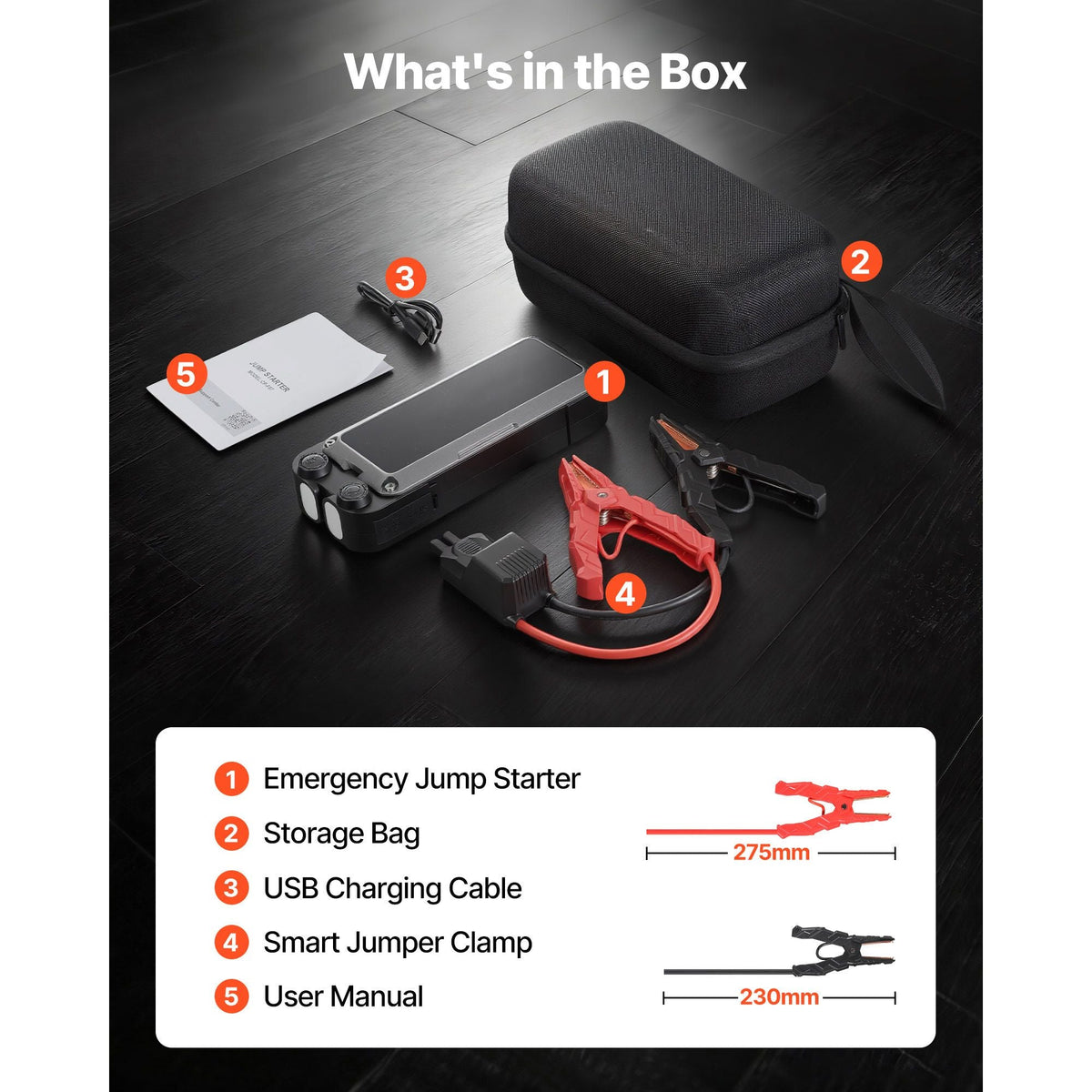 Jump Starter, 4000A Peak, Car Jumper Starter Battery Pack, 12V Portable Lithium Battery Booster, Jump Box Power Bank with 3 Modes Flashlight and Jumper Cable, for 10L Gas and 8L Diesel Engines