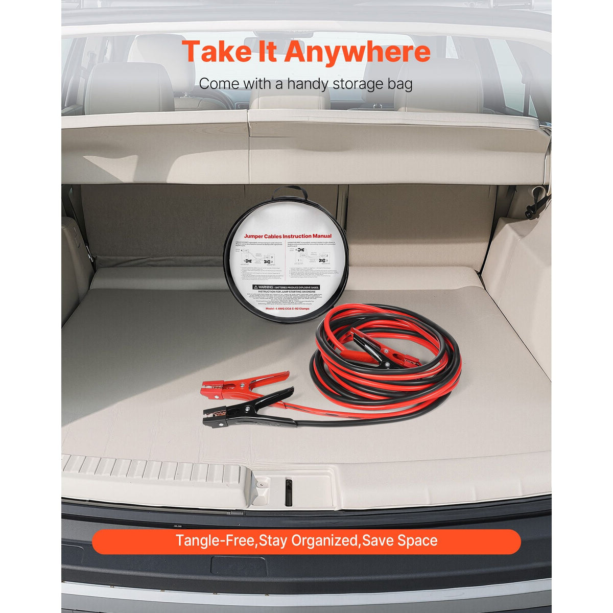 Jumper Cables for Car Battery, 20 Feet, 4 Gauge Heavy Duty Automotive Booster Cables for Jump Starting Dead or Weak Batterie, with Carrying Bag, for Cars, Trucks, SUVs, Emergency Roadside Kit